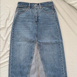 Aritzia Blue midi denim skirt